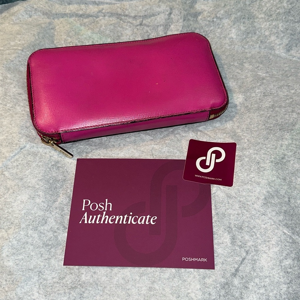 Valextra pink and black zip around long wallet 💕
